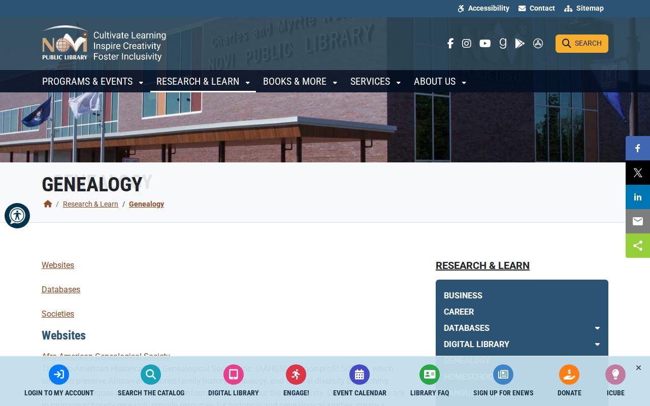 Novi previous residents genealogy resources from Novi Public Library