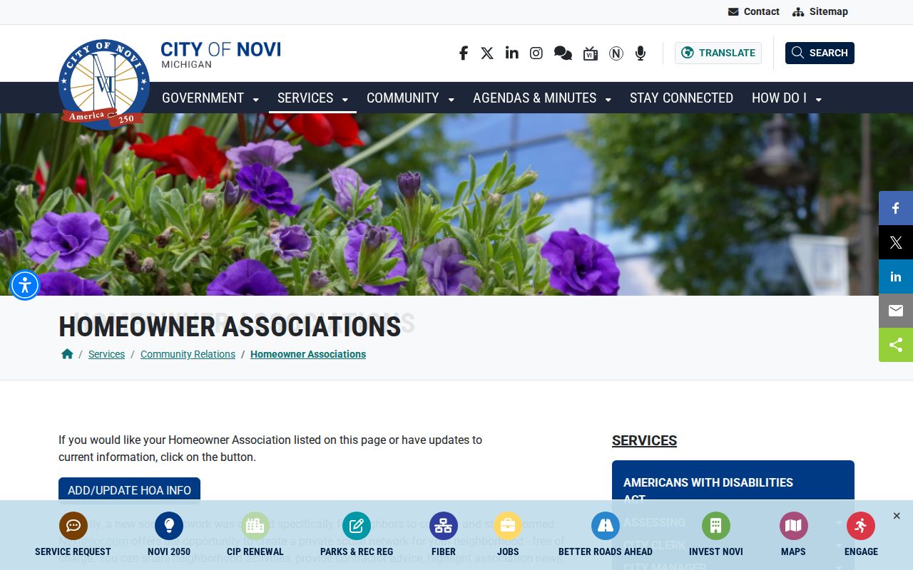 Novi neighbors city neighborhood associations inventory